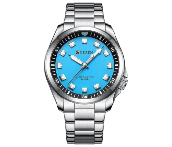 Curren JPN8451SB Men's Analog Quartz Wristwatch Stainless Steel Bracelet, Luminous Hand Watch Model 8451 - Blue in UAE