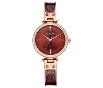 Curren 9058 Women Quartz Movement Watches Ladies Simple Bracelet Wrist Watches - Red in UAE