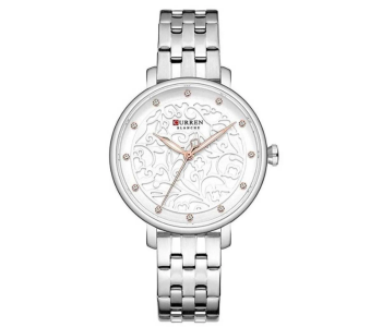 Curren JPN9046SW 9046 Quartz Movement Round Dial Stainless Steel Strap Waterproof Women Wristwatch - Silver in UAE