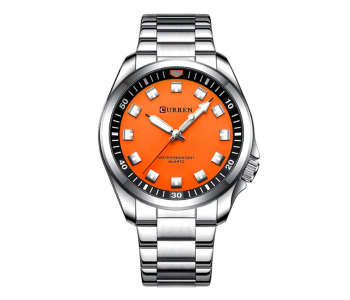 Curren JPN8451SO New Model CURREN-men's Analog Quartz Wristwatches, Stainless Steel Bracelet, Luminous Hand Watch - Orange in UAE