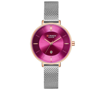 Curren 9037 Women’s Quartz Watch Creative Casual Watches Stainless Steel Mesh Band Stylish Design - Pink in UAE