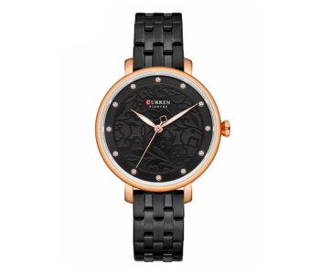 Curren JPN9046BR 9046 PU Leather Analog Watch For Women - Black in UAE
