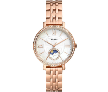 Fossil ES5165 Jacqueline Analog Mother Of Pearl Dial Women's Watch Stainless Steel Rose Gold Strap in UAE