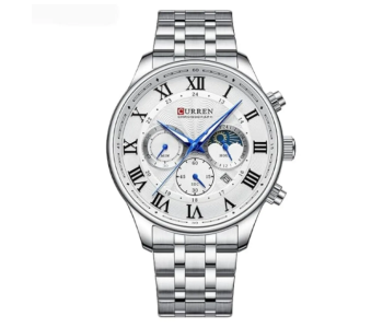 Curren 8427 Men's Analog Watch Original Luxury Stainless Steel Wrist Watch - Silver in UAE