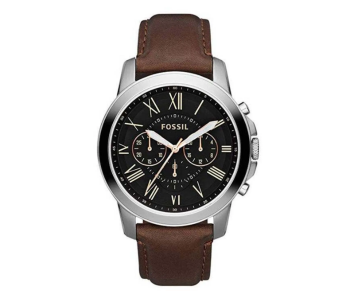 Fossil FS4813IE Men's Water Resistant Leather Chronograph Watch FS4813IE - 44 Mm - Brown in UAE