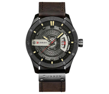 Curren WT-CU-8301-B Men's Water Resistant Leather Analog Watch Wt-cu-8301-b - 45 Mm - Brown in UAE
