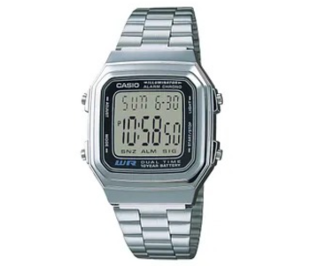 Casio Men's A178wa-1a Silver Stainless-steel Quartz Watch With Grey Dial in UAE