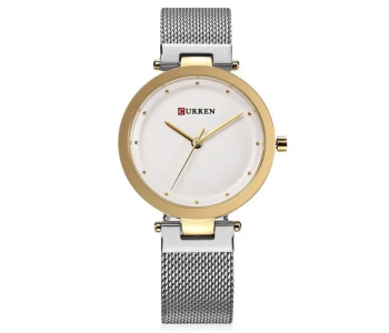 Curren 9005 Quartz Watch Women's Mesh Band - Silver in UAE