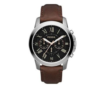 Fossil Men's Water Resistant Leather Chronograph Watch FS4813IE - 44 Mm - Brown in UAE