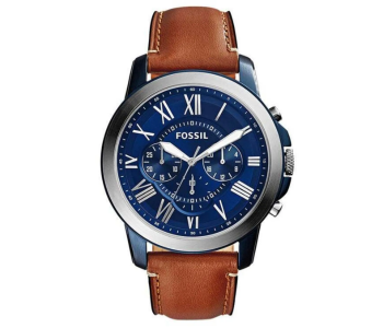 Fossil FS5151 Men's Water Resistant Leather Analog Watch 44 Mm - Brown in UAE