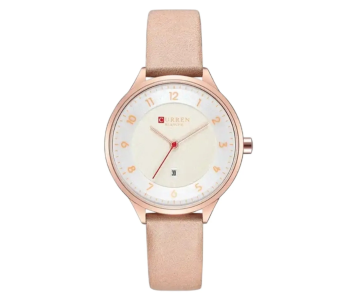 Curren 9035 Women’s Leather Watch Simple Quartz Dress Watch With Date Display - Beige in UAE