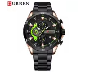 Curren 8402 Men's Chronograph Watch Waterproof Luxury Stainless Steel Sport Wristwatch - Black in UAE