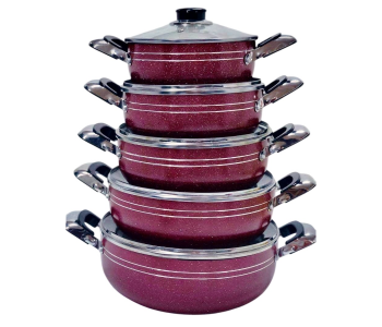 Olympia 10 Pcs Stainless Steel Cookware Set - Red in UAE