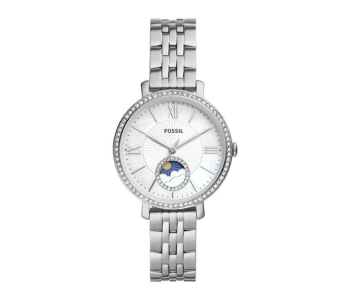 Fossil S5164 Women's Jacqueline Round Shape Analog Wrist Watch - 36mm - Silver in UAE
