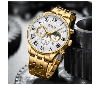 Curren 8427 Men's Stainless Steel Analog Watch Original Luxury Wrist Watch - Gold in UAE
