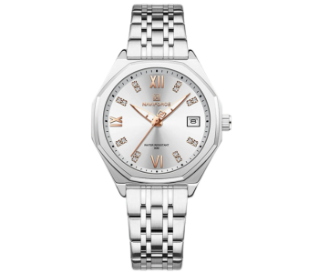 Naviforce NF5052S 5052 Women's Analog Quartz Watch – Stainless Steel, Textured Dial - Silver in UAE