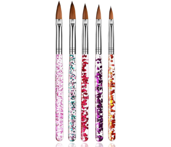5-Piece Glitter Handle Nail Art Brush Set | Acrylic & Gel Painting Brushes For Manicure in UAE
