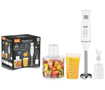 RAF 300W 4-blade Handheld Electric Blender Stainless Steel Food Cooking Stick, EU Plug in KSA