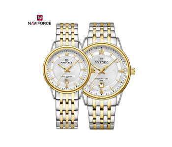 Naviforce NF8040 Classic Exquisite High Quality Romantic Gift Stainless Steel Couple Watches GSGW in KSA