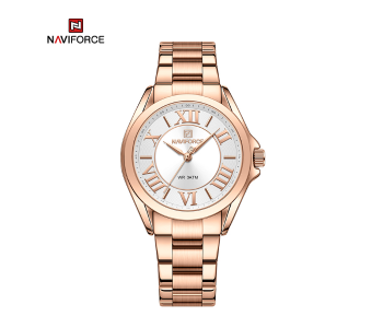 Naviforce NF5037 Modern Design Quartz Simple Fashion Waterproof Wristwatch Stainless Steel Band Girls Clock RGW in KSA