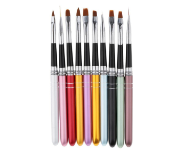 10-Piece Color Handle Nail Art Brush Set | Fine Detail Brushes For Acrylic & Gel Design in UAE