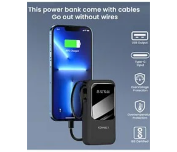 MACON Konnect KN10 22000mAh Power Bank – High-Capacity Portable Charger With Built-in Cables & Fast Charge in KSA