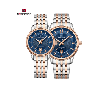 Naviforce NF8040 Classic Exquisite High Quality Romantic Gift Stainless Steel Couple Watches GSGRBE in KSA