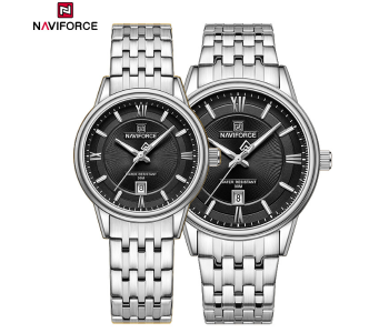 Naviforce NF8040 Classic Exquisite High Quality Romantic Gift Stainless Steel Couple Watches GSSB in KSA
