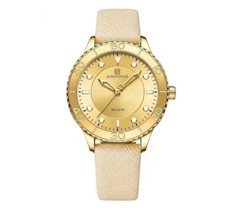 Naviforce 5020 Gold Men’s Watch | Luxury Quartz Analog Stainless Steel Wristwatch For Men in UAE