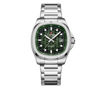 Naviforce Square Unique Temperament Silver Bracelet Strap With Green Dial Analog Watch - For Men in UAE