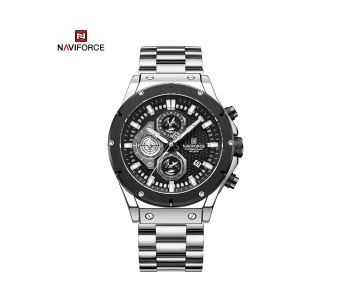 Naviforce NF8026 Men’s Chronograph Stainless Steel Strap Casual Waterproof Tough Guy Quartz Watch in KSA
