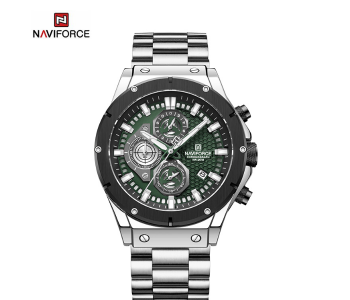 Naviforce NF8026 Men’s Chronograph Stainless Steel Strap Casual Waterproof Tough Guy Quartz Watch (SGN) in KSA