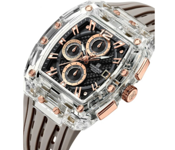 Naviforce Men’s Analog Watch Grey Rose Gold | NF7105 Quartz Stainless Steel Wristwatch in UAE