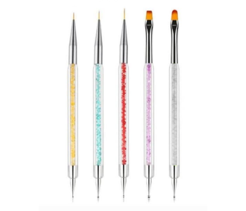 Crystal Handle Nail Art Brush Set – 5pcs Manicure & Design Brushes For Gel & Acrylic in UAE