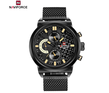 Naviforce NF9068S Fashion Military Sport Stainless Steel Quartz Waterproof WristWatch For Men BYB in KSA