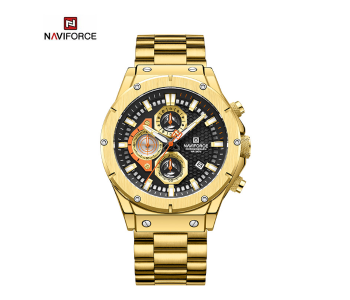 Naviforce NF8026 Men’s Chronograph Stainless Steel Strap Casual Waterproof Tough Guy Quartz Watch (GB) in KSA