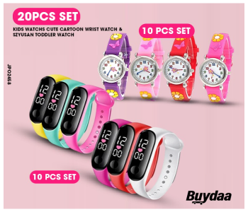 Bundle 10 PCs Set Kids Watchs Cute Cartoon Wrist Watch Gift Fun Lights Digital Sport Watch Outdoor Watch Ideal Gift For Toddlers Children, Multiple Colors + 10 PCs Set SZYUSAN Toddler Watch Colorful Flower Butterfly Durable Silicon Analog Wrist Watch in KSA