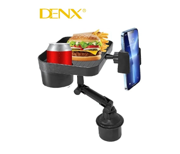 Denx 3-in-1 Car Cup Holder,Food Tray With Phone Mount, 360° Rotating Auto Food & Drink Tray, Adjustable Vehicle Cup Holder Organizer, Portable Car Accessories For Travel Snacks, Drinks, DX1285 in KSA