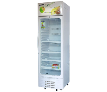 Geepas Upright Showcase Refrigerator GSC2807WRE – CFC-Free, Adjustable Thermostat, LED Lighting, Bottle Cooler, Low Energy Compressor Fan in KSA