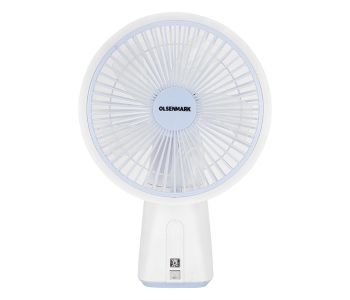 Olsenmark 7 Rechargeable Table Fan OMF1945 – 4 Speed Settings, LED Light, Portable Design, White in KSA