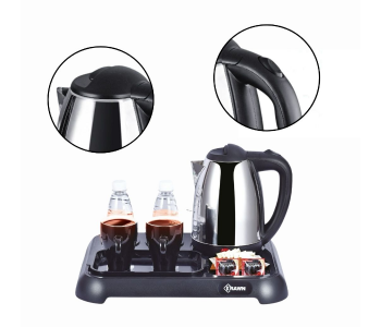 1500W Electric Kettle Set 1.8L For Hotel, Home & Office – Includes 2 Ceramic Cups, Sugar Bowl, Water Bottle Holder – KW-37923 in KSA