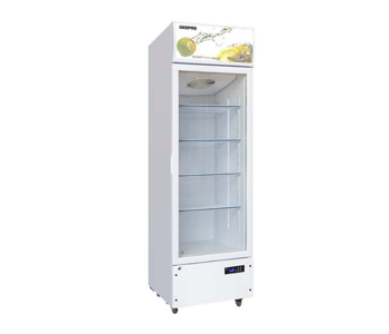 Geepas Fan Cooling No-Frost Showcase Chiller GSC3400RN – Energy Efficient, LED Lighting, Adjustable Shelves, Durable Design in KSA