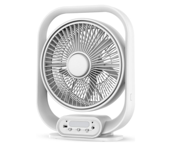 Geepas GF21189 12 Rechargeable Table Fan With 5 Blades, Solar Input & USB Output – White in KSA