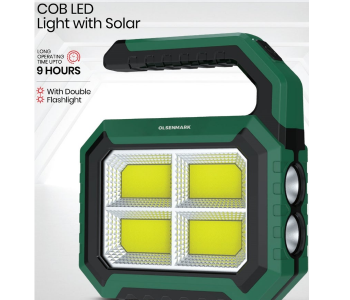 Olsenmark COB LED Solar Light OME2840 – Dual Flashlight, 9H Working, Efficient & Convenient Charging in KSA