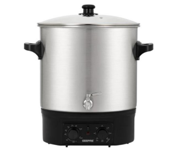 Geepas GK38077 27L Electric Water Boiler, 2000W – Stainless Steel With Timer & Temperature Control, Black/Silver in KSA