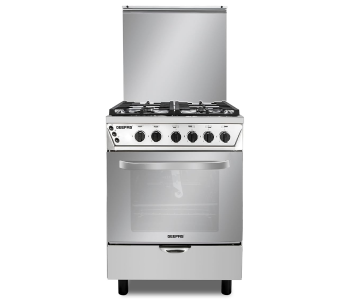 Geepas GCR6060FSE 60x60cm Free Standing Gas Cooking Range, 4 Burners, Stainless Steel Oven in KSA