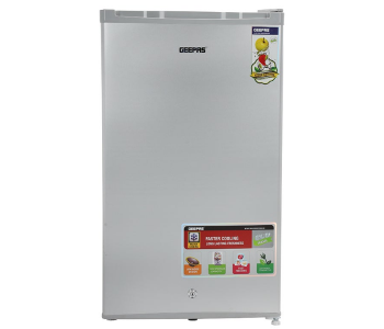 Geepas 89L Single Door Refrigerator GRF110SPE – Direct Cool, Quick Cooling, Temp Control, Glass Shelves, Low Noise, Grey in KSA