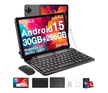 Android 15 Tablet 11 30GB+256GB, Octa Core, 90Hz, 8580mAh, 5G WiFi, Pen & Accessories in UAE