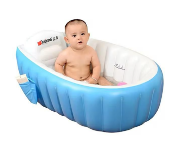 Inflatable Baby Bathtub, Kid Infant Toddler Infant Newborn Inflatable Foldable Shower Pool (Blue) in UAE