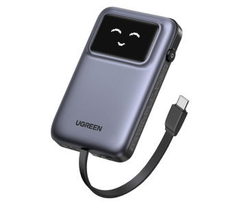 UGREEN Uno Power Bank With Built-in USB-C Cable 10,000mAh Portable Charger PD 30W Fast Charging Battery Pack 3-Way Output With TFT Display For IPhone 17-8 Series/Galaxy S21-25/iPad Pro, AirPods, Etc in KSA